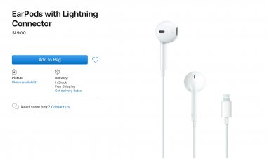 Apple giảm giá 10$ tai nghe EarPods Lightning và củ sạc trên Apple Store