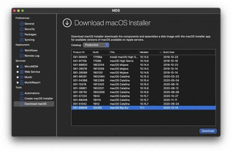 Tải tất cả các bộ cài macOS dễ dàng với MDS