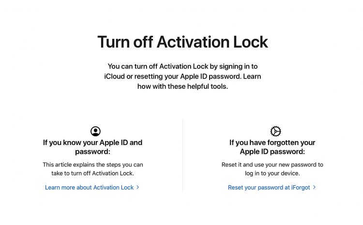 Apple có trang riêng hướng dẫn người dùng cách mở khoá kích hoạt trên iPhone