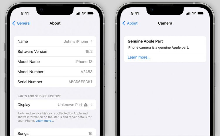 iOS 15.2 cung cấp thêm thông tin về các bộ phận đã sửa chữa của iPhone