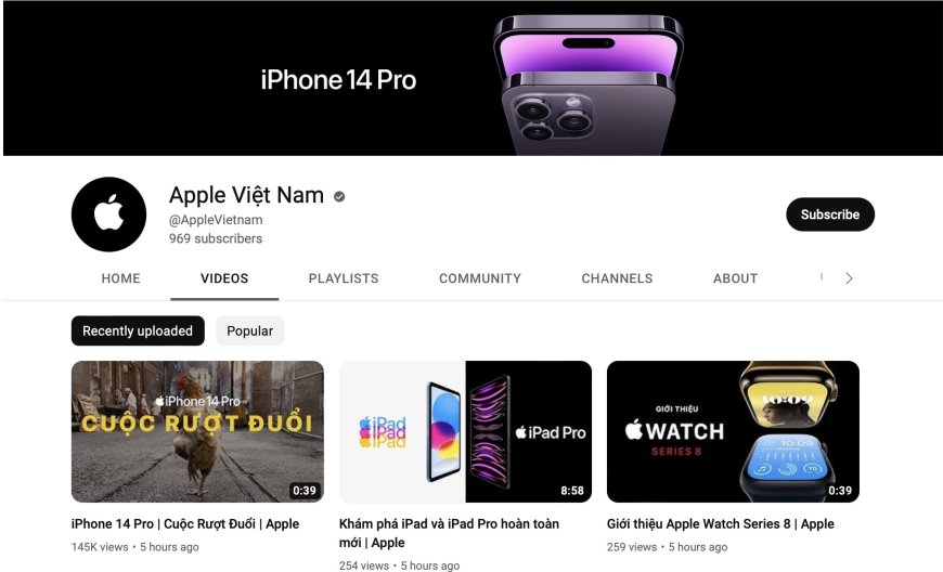 Apple chính thức có kênh YouTube tiếng Việt