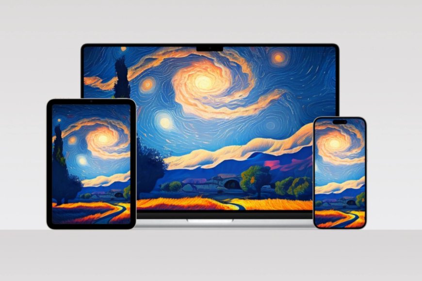 Hình nền Apple theo phong cách hội hoạ của Van Gogh